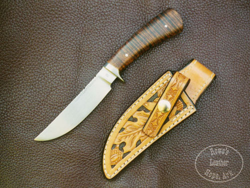 Knife Sheath Fixed Blade Brown Basketweave Leather Large Bowie